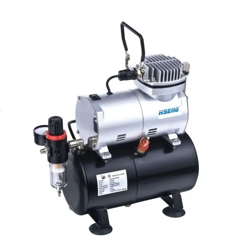 Hseng Hs-As186k Airbrush Compressor With Holding Tank Includes Hose And Hs-80 Airbrush 1