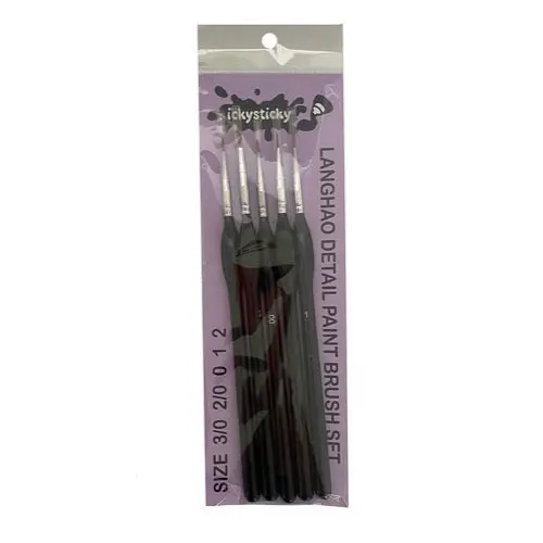Icky Sticky 14016 Langhao Hair Detail Paint Brush Sets 3/0 2/0 0 1 2 1