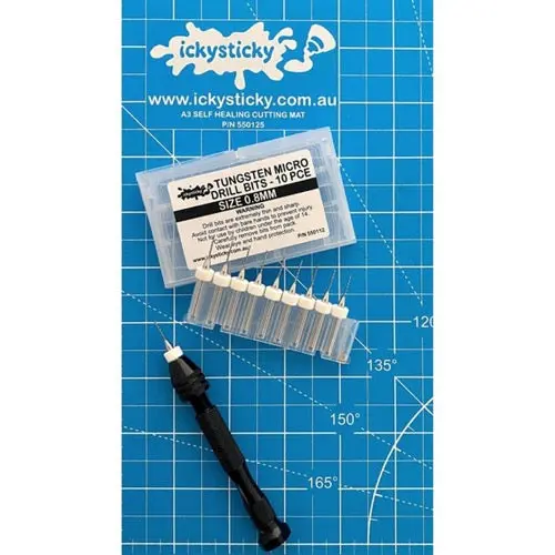 Icky Sticky 550112 Tungsten Micro Drill Bits 0.8Mm (10 Piece) 1