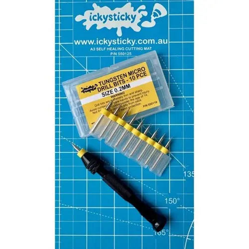Icky Sticky 550119 Tungsten Micro Drill Bits 0.2Mm (10 Piece) 1