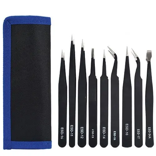 Icky Sticky 560302 9 Piece Precision Tweezer Set With Bag 1