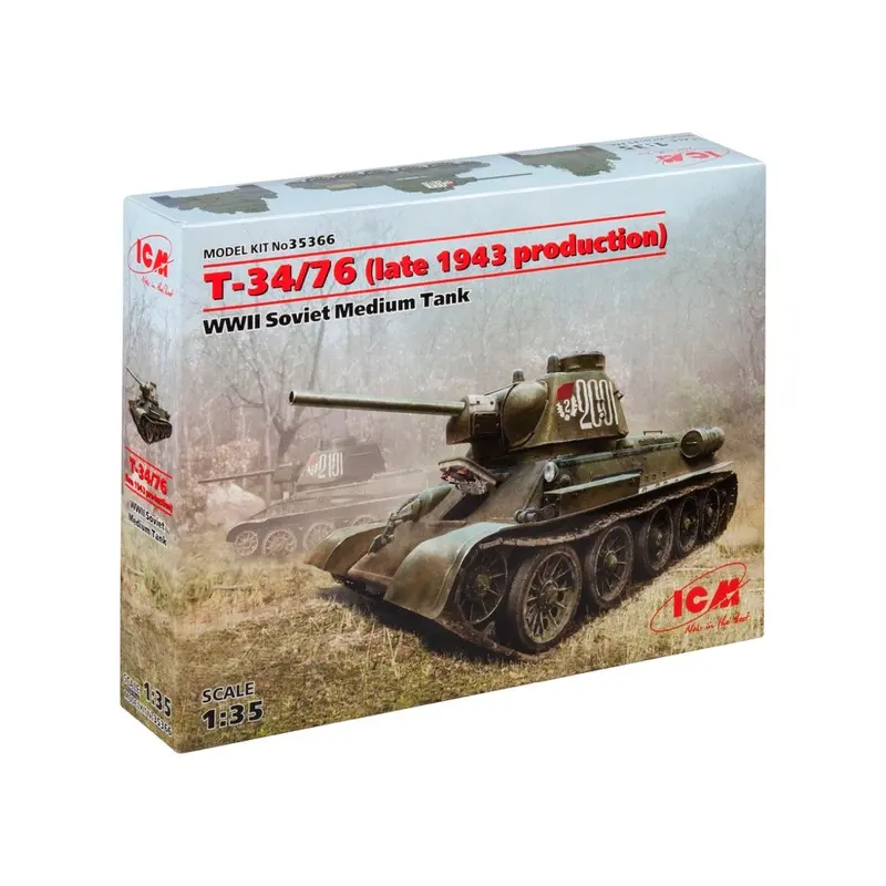Icm 35366 1/35 T-34/76 Late 1943 Production Wwii Soviet Medium Tank 1
