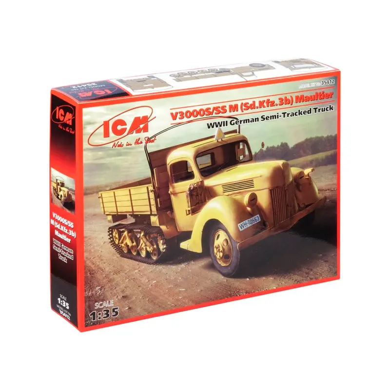 Icm 35412 1/35 V3000s/Ss M Sd.Kfz.3B Maultier Wwii German Semi-Tracked Truck 1