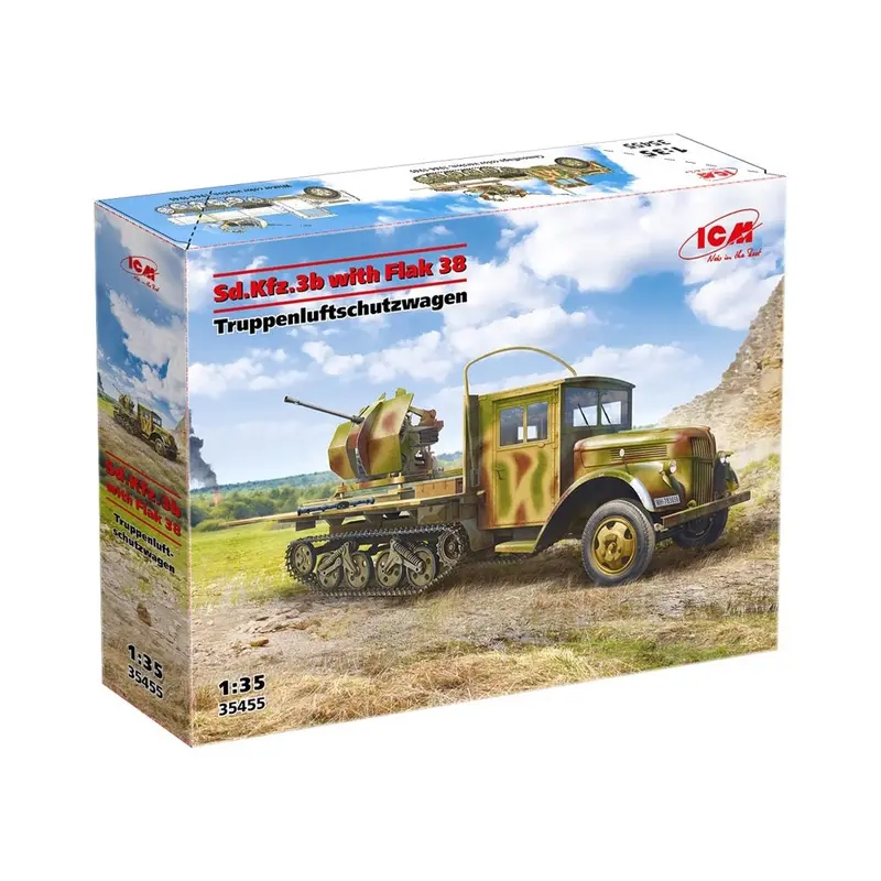 Icm 35455 1/35 Sd.Kfz.3B With Flak 38 Truppenluftschutzwagen 1