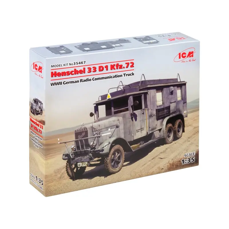 Icm 35467 1/35 Henschel 33 D1 Kfz.72 Wwii German Radio Communication Truck 1