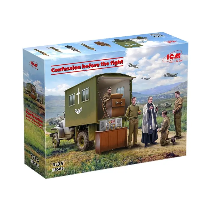 Icm 35585 1/35 Confession Before The Fight Wwii British Army Mobile Chapel & 'You Are Important To God 1