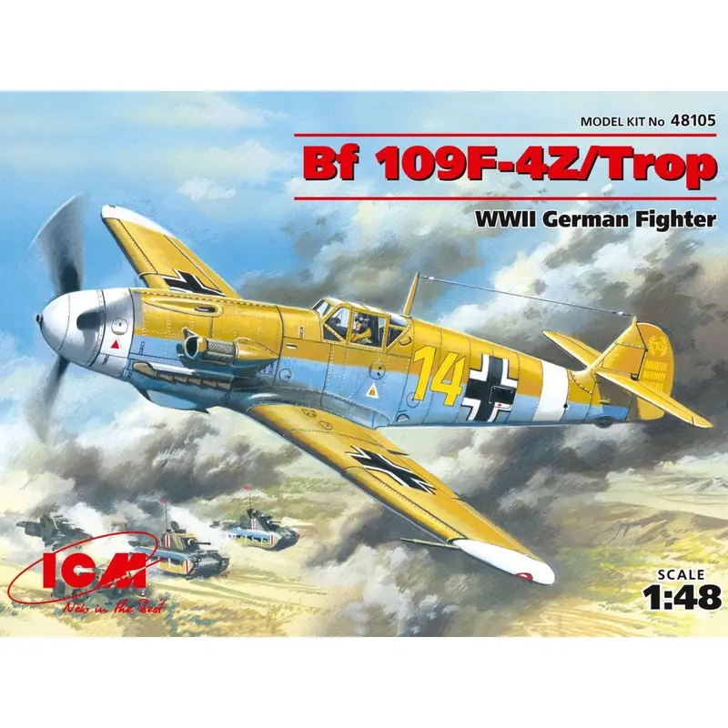 Icm 48105 1/48 Messerschmitt Bf 109F-4Z/Trop Wwii German Fighter 1