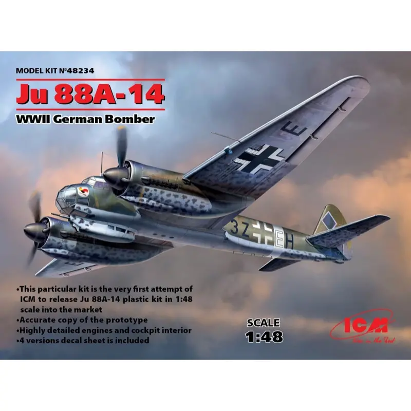 Icm 48234 1/48 Ju 88A-14 Wwii German Bomber 1