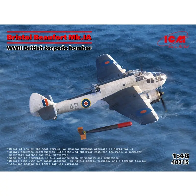 Icm 48315 1/48 Bristol Beaufort Mk.Ia Wwii British Torpedo Bomber 2