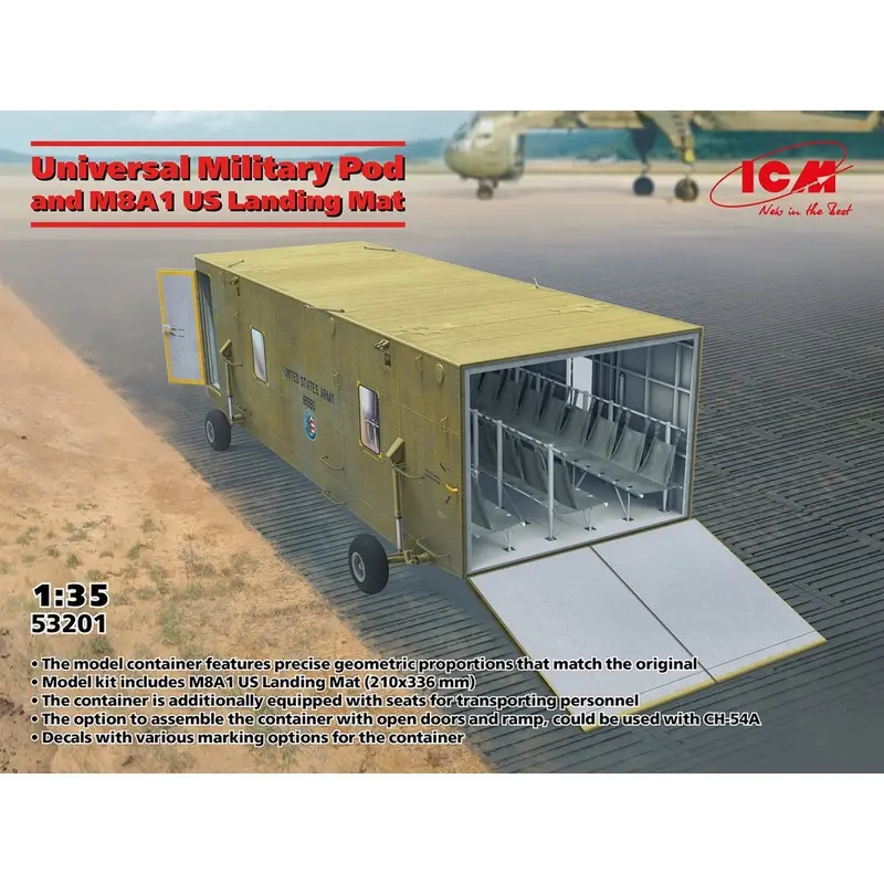 Icm 53201 1/35 Universal Military Pod And M8a1 Landing Mat 1