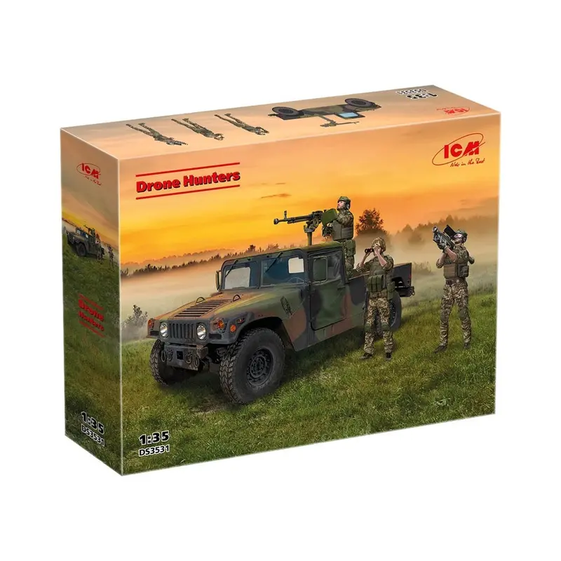 Icm Ds3531 1/35 Drone Hunters Humvee M1097a2 Cargo Carrier, Dshk & Dshkmd Crew 1