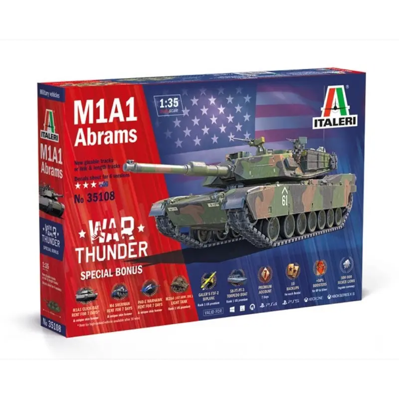 Italeri 35108 1/35 M1a1 Abrams Includes Australian Decals War Thunder Series 1