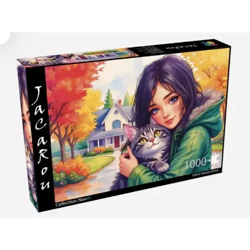Jacarou Feline Autumn Bond 1000Pc Jigsaw Puzzle 1