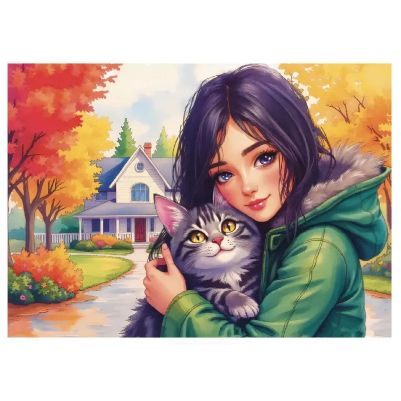 Jacarou Feline Autumn Bond 1000Pc Jigsaw Puzzle 2