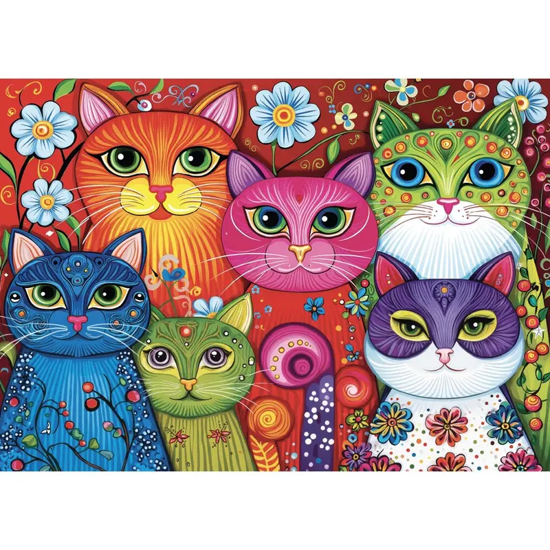 Jacarou Patterned Purr Group 1000Pc Jigsaw Puzzle 2