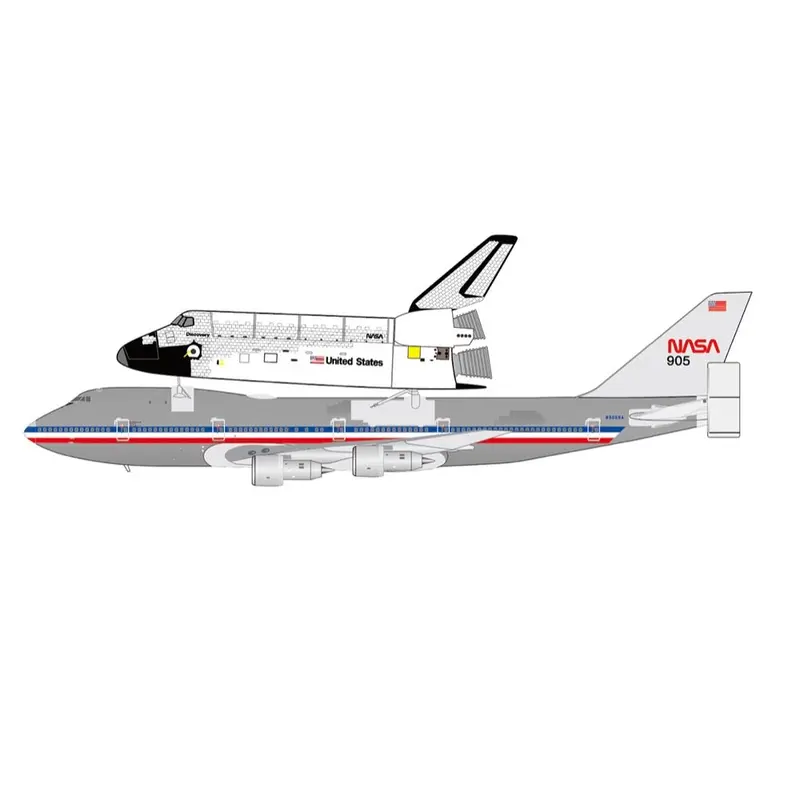 Jc Wings Xx40341 1/400 Nasa Boeing 747-100 Polished With Space Shuttle Reg N905na With Antenna 1