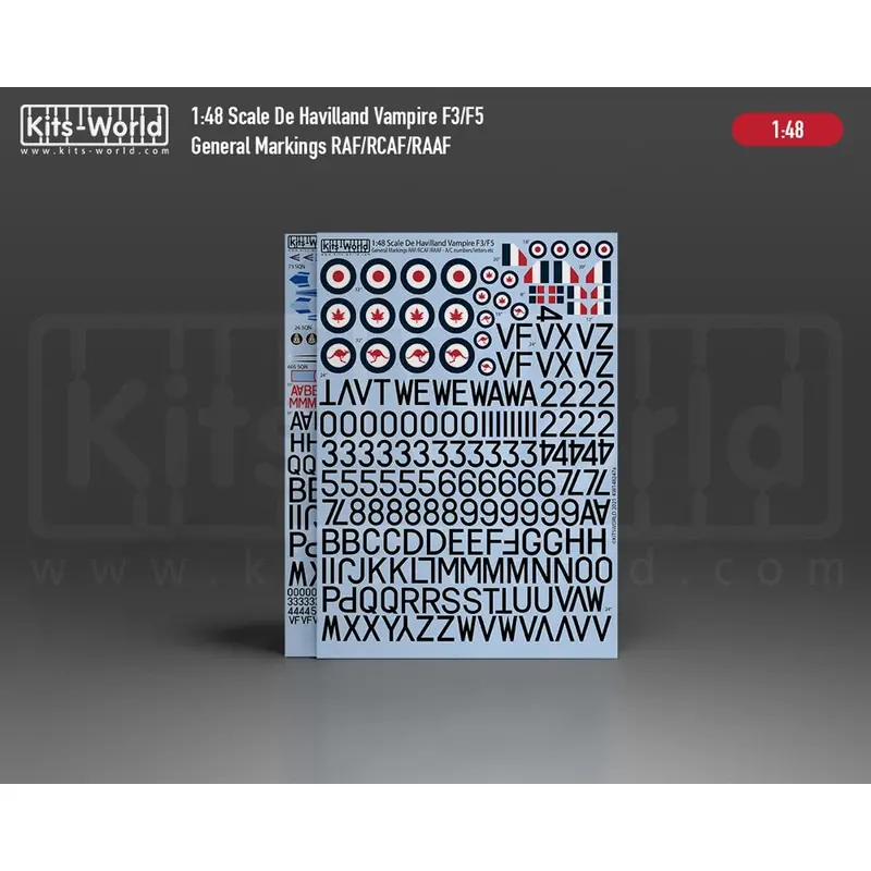 Kits World 148247Ab 1/48 Decal For De Havilland Vampire Mk.3/Mk.5 1