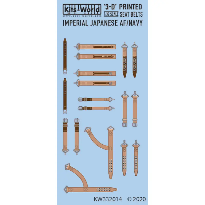 Kits World 32014 Imperial Japanese Af/Navy Wwii Mitsubushi Nakajima Kawanishi 3D Full Colour Seat Belt Decals 1