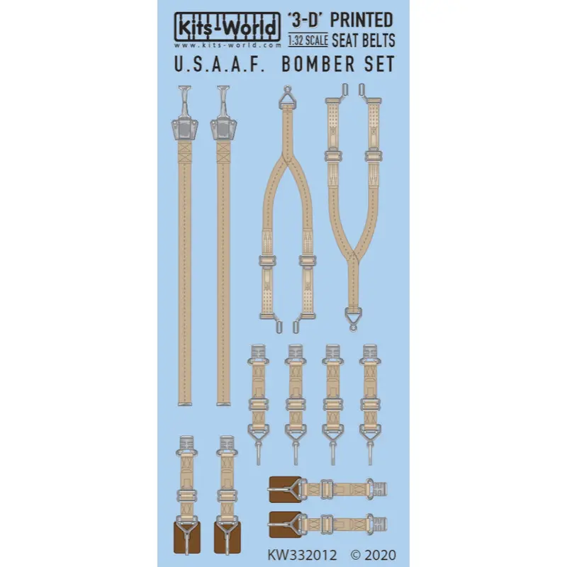 Kits World 3D132012 1/32 Scale Wwii Usaaf Bomber Seat Belt Set 1