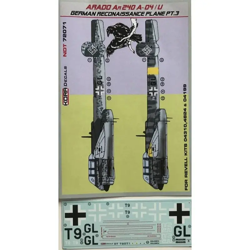 Kora Ndt72071 Arado Ar-240A-04/U German Reconnaissance Pt.3 Decal Set 1