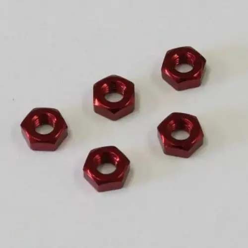 Kyosho 1-N3024a-R Nut (M3x2.4) (Aluminum/Red/5Pcs) [1-N3024a-R] 1