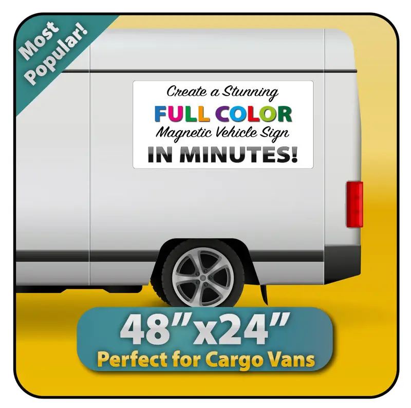 Large Custom Magnetic Sign 48X24" For Cargo Vans (X-Large) 1