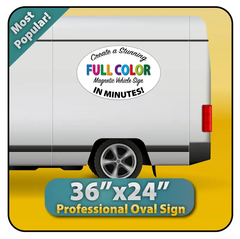 Large Oval Custom Magnetic Van Sign 36X24" 1