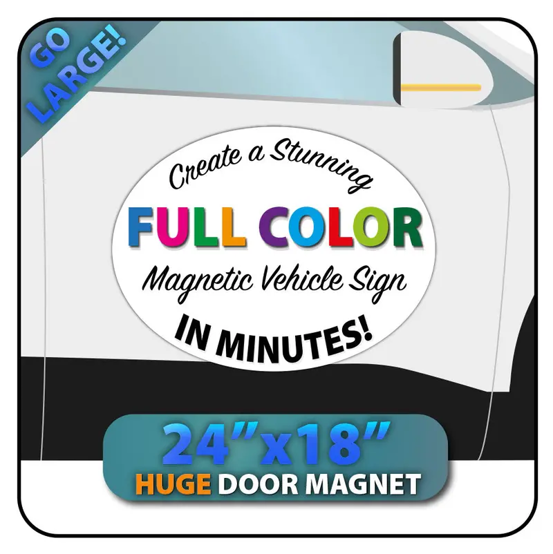 Large Oval Magnetic Sign 24X18" For Trucks And Vans 1