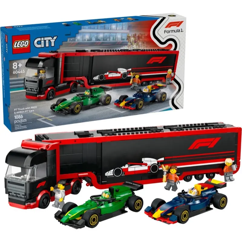 Lego 60445 City F1 Truck With Red Bull & Aston Martin F1 Cars 1