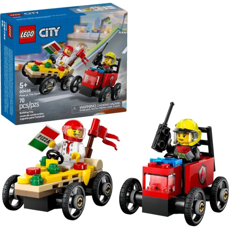 Lego 60458 City Pizza Vs. Fire Truck Race Car Pack 1
