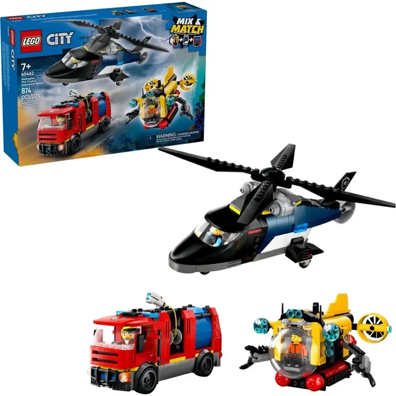 Lego 60462 City Helicopter, Fire Truck & Submarine Remix 1