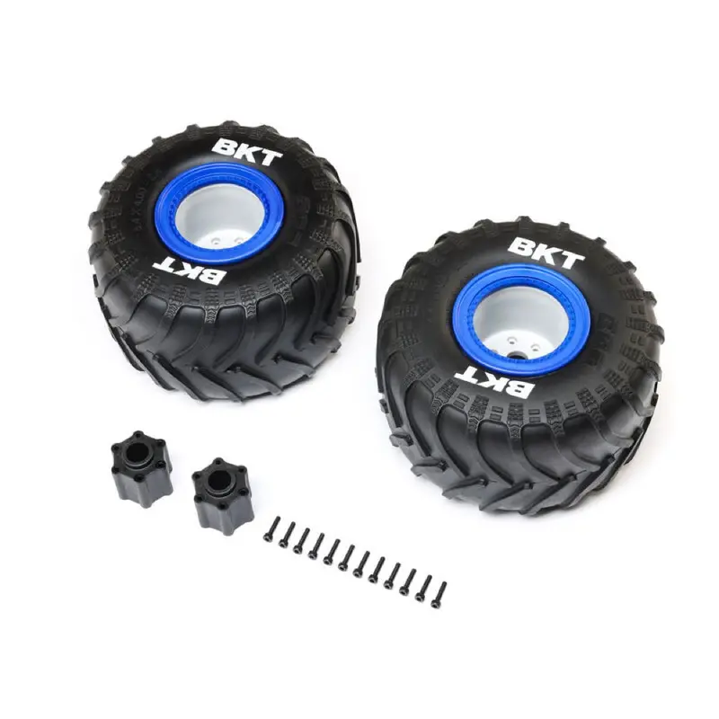 Losi Bkt 2.6In Medium Compound Monster Truck Tyre Mounted On Blue Wheels Lmt 2.0 Los-1819 1