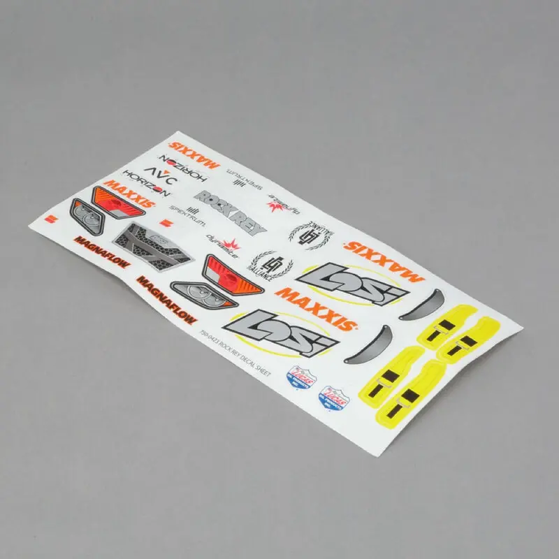 Losi Los239001 Fluorescent Yellow Decal Sheet- Rock Rey 1