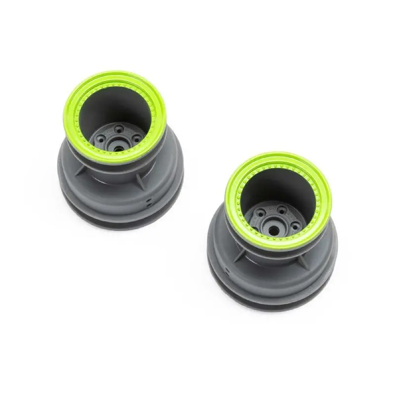 Losi Los41044 Mt Wheel With Green Beadlock Light Grey 2Pcs Mini Lmt 1