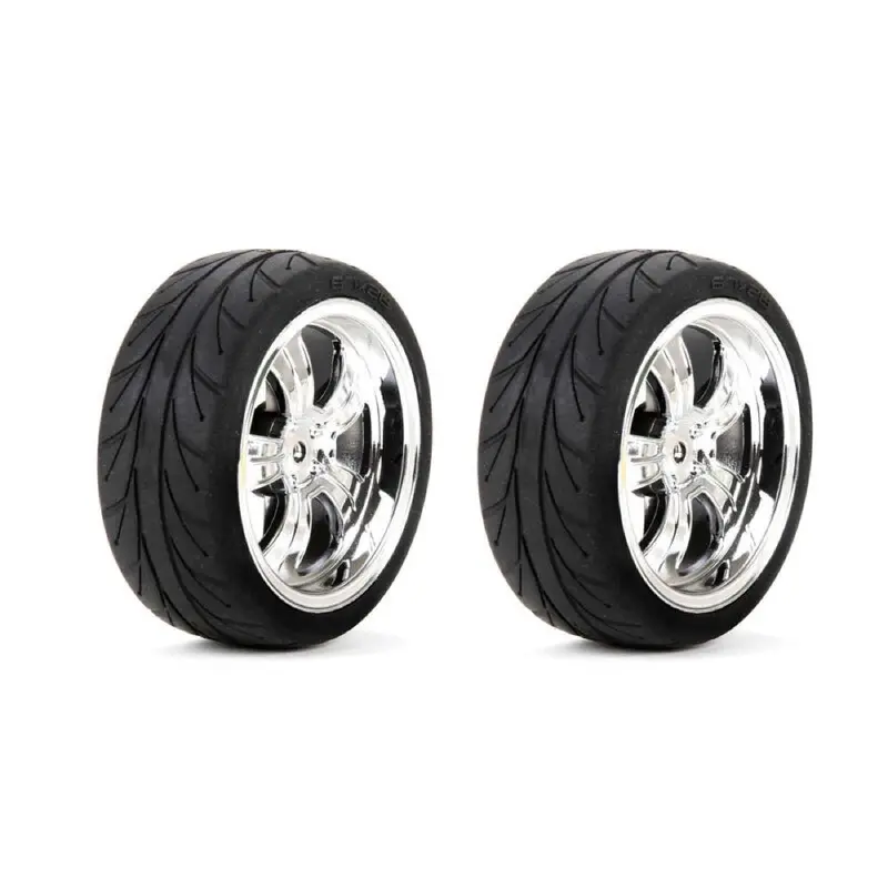 Losi Los43038 Mounted Fr 5-Spoke Wheel/Tyre 54X26mm Chrome 2Pcs 1