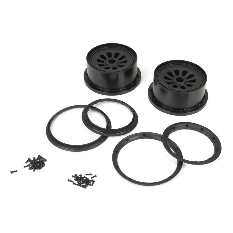 Losi Losb7034 Wheel & Beadlock Set Black (2) 5T 1