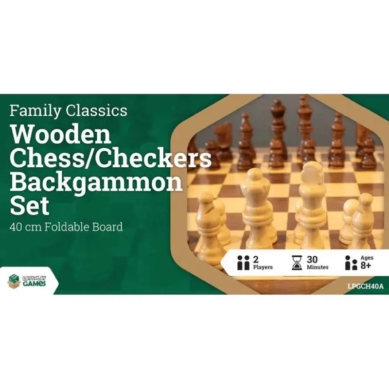 Lpg Classics Wooden Folding Chess/Checkers/Backgammon Set 40Cm 1