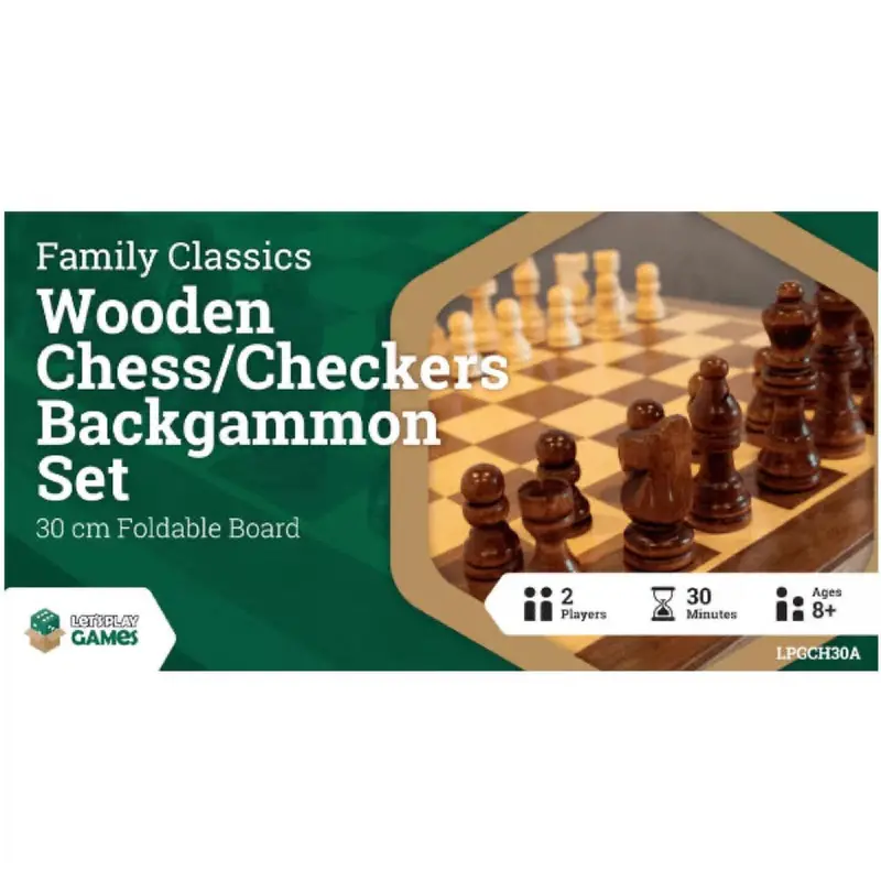 Lpg Wooden Foldable Chess Backgammon Set 30 Cm 1