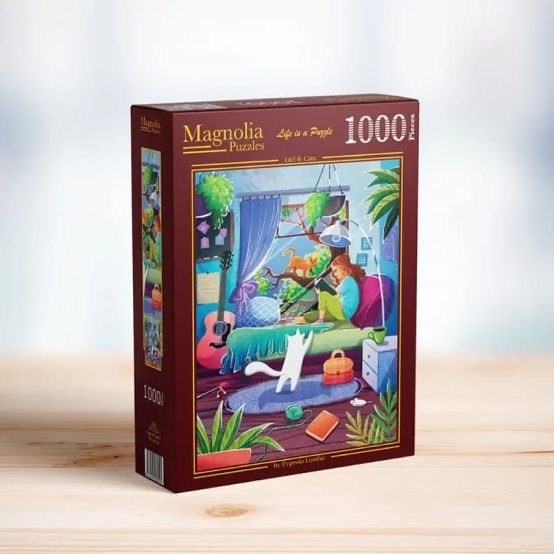 Magnolia 7051 Girl & Cats Evgenia Lumfur 1000Pc Jigsaw Puzzle 1