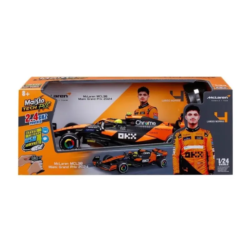 Maisto 82359N 1/24 Rc 2024 F-1 Mclaren Team Mcl38 Norris No.4 Miami Gp 1