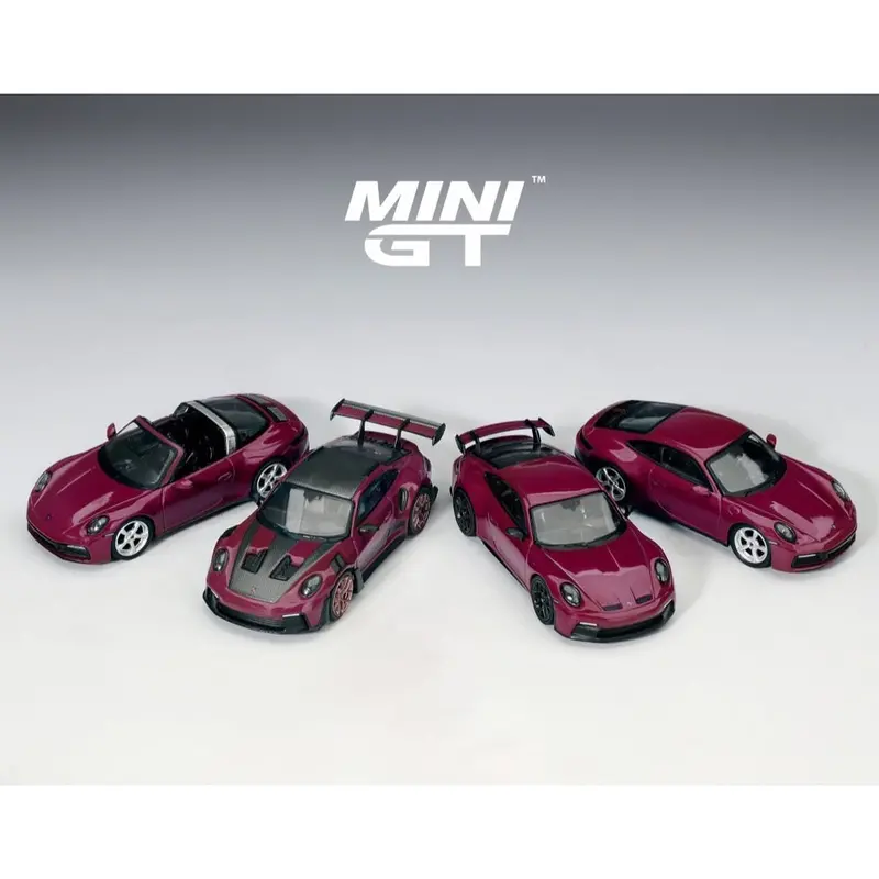 Mini Gt Mgts0021 1/64 Porsche 911 (992.1) Rubystone Red Set 1