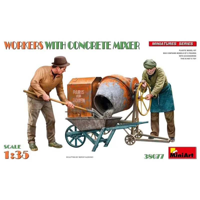 Miniart 1/35 38077 Workers With Concrete Mixer 1