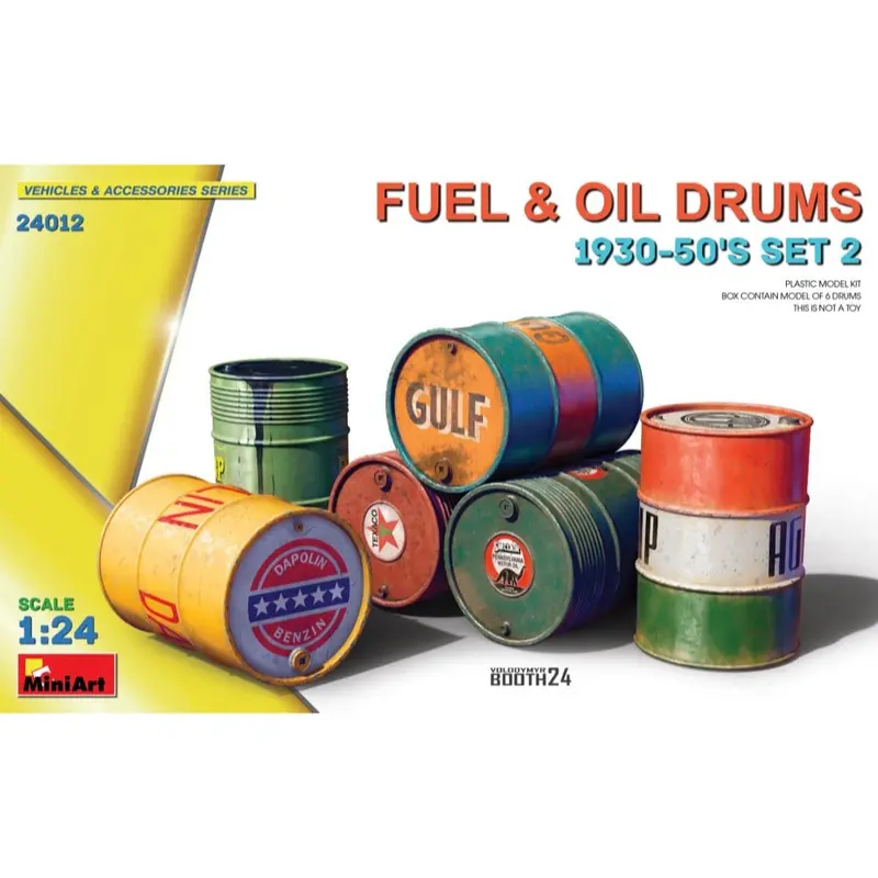 Miniart 24012 1/24 Fuel & Oil Drums 1930-50'S Set 2 1