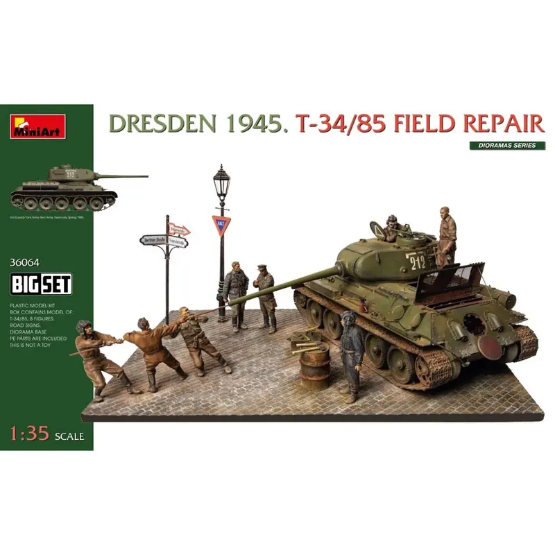 Miniart 36064 Dresden 1945. T-34/85 Field Repair 1