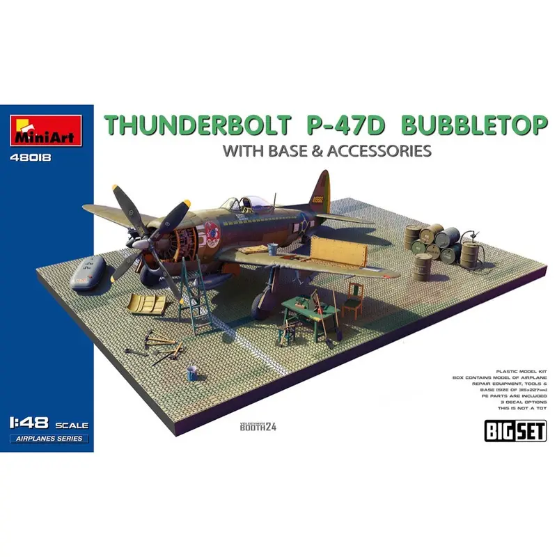 Miniart 48018 1/48 Thunderbolt P-47D Bubble Top With Base & Accessories Big Set 1