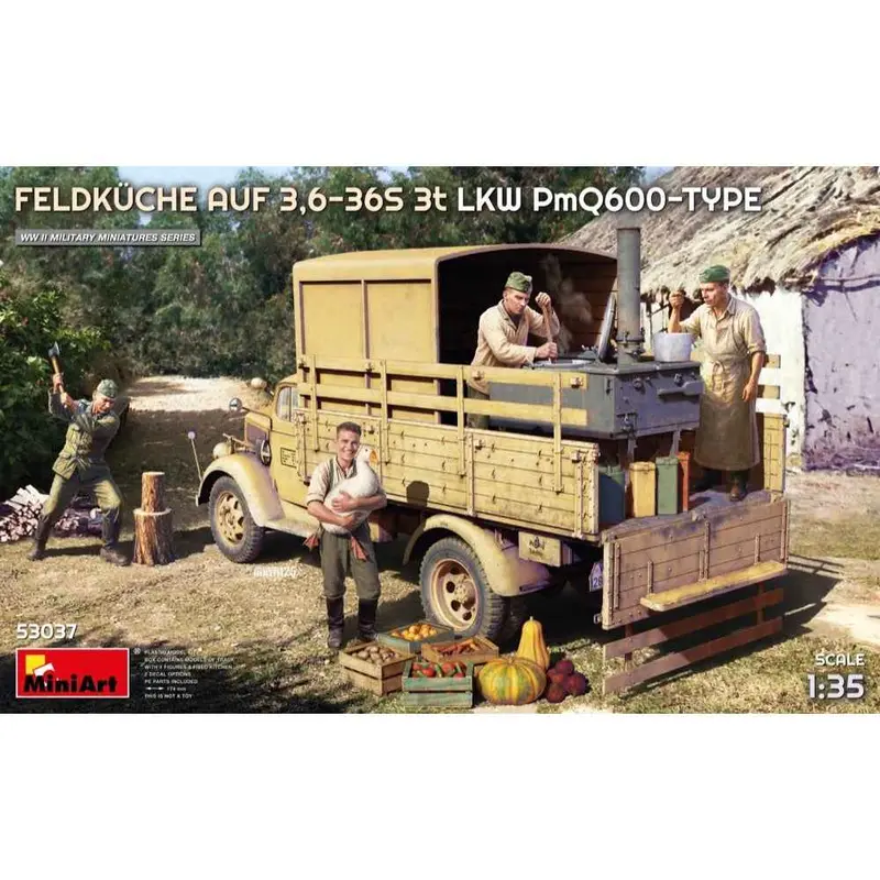 Miniart 53037 1/35 Feldküche Auf 3,6-36S 3T Lkw Pmq600-Type 1