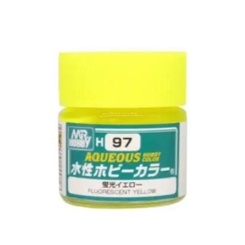 Mr Hobby (Gunze) H097 Aqueous Fluorescent Yellow Acrylic Paint 10Ml 1