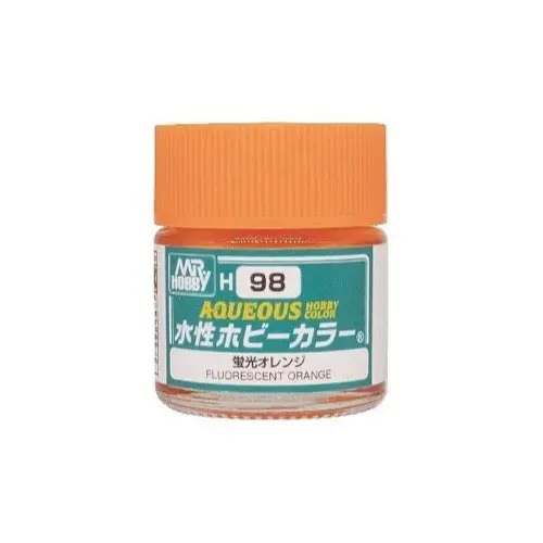 Mr Hobby (Gunze) H098 Aqueous Fluorescent Orange Acrylic Paint 10Ml 1