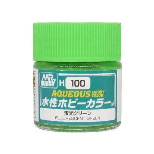 Mr Hobby (Gunze) H100 Aqueous Fluorescent Green Acrylic Paint 10Ml 1