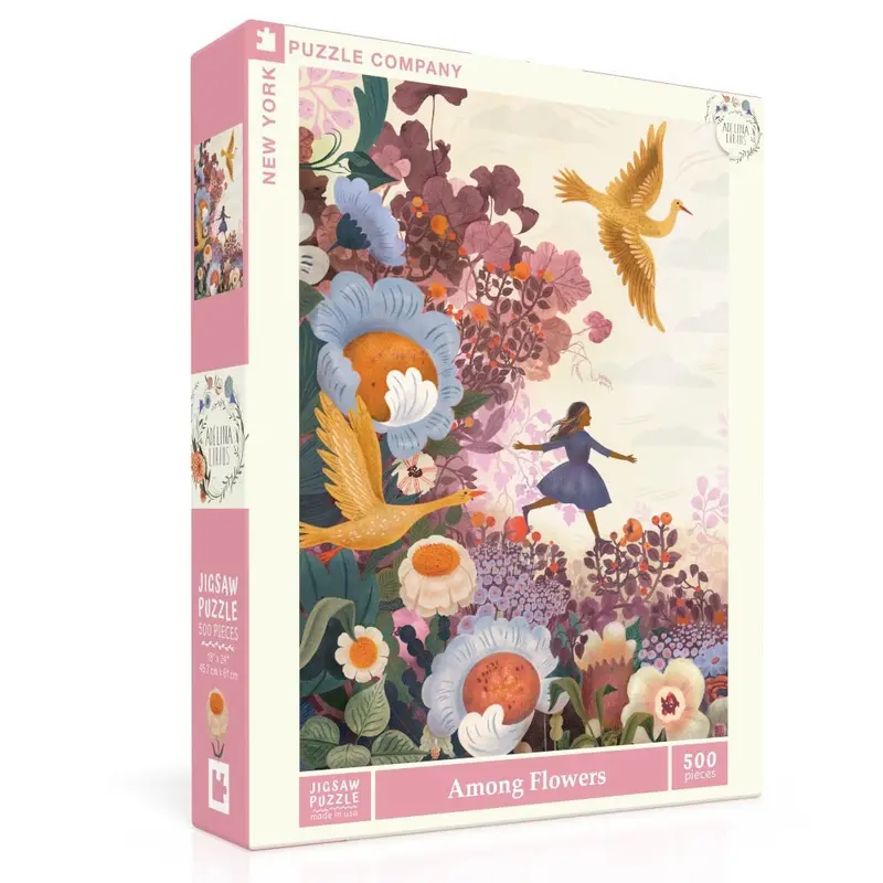 New York Puzzle Company Among Flowers 500Pc Jigsaw Puzzle 1